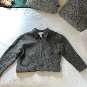 Express TRICoT cropped jacket. 100% wool. Grey, size medium